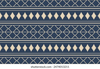Geometric ethnic oriental ikat seamless pattern  color oriental. Aztec ornament print. Design for background ,curtain, carpet, wallpaper, clothing, wrapping, Batik, vector illustration.