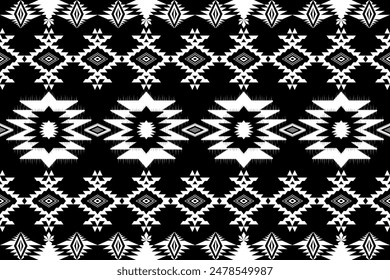 Geometric ethnic oriental ikat seamless pattern traditional Design for background,carpet,wallpaper,clothing,wrapping,Batik,fabric,Vector illustration.embroidery style.