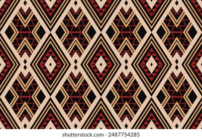 Geometric ethnic oriental ikat seamless pattern  color oriental. Aztec ornament print. Design for background ,curtain, carpet, wallpaper, clothing, wrapping, Batik, vector illustration.