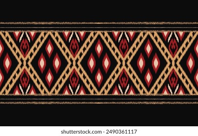 Geometric ethnic oriental ikat seamless pattern  color oriental. Aztec ornament print. Design for background ,curtain, carpet, wallpaper, clothing, wrapping, Batik, vector illustration.