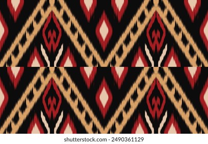 Geometric ethnic oriental ikat seamless pattern  color oriental. Aztec ornament print. Design for background ,curtain, carpet, wallpaper, clothing, wrapping, Batik, vector illustration.