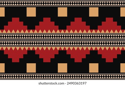 Geometric ethnic oriental ikat seamless pattern  color oriental. Aztec ornament print. Design for background ,curtain, carpet, wallpaper, clothing, wrapping, Batik, vector illustration.