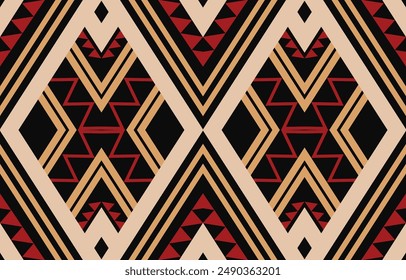 Geometric ethnic oriental ikat seamless pattern  color oriental. Aztec ornament print. Design for background ,curtain, carpet, wallpaper, clothing, wrapping, Batik, vector illustration.