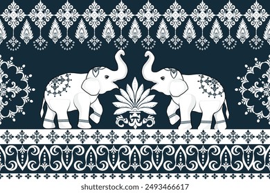 Geométrica étnica oriental ikat patrón sin fisuras tradicional Diseño para fondo, Capet, papel de pared, tela, envoltura, batik, tela, vecter estilo de bordado.Vector Damasco sin patrón de fondo