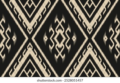 Geométrica étnica oriental ikat sin patrón de color oriental. Estampado de adorno azteca. Diseño para el fondo, cortina, alfombra, Fondo de pantalla, ropa, envoltura, Batik, Ilustración vectorial.