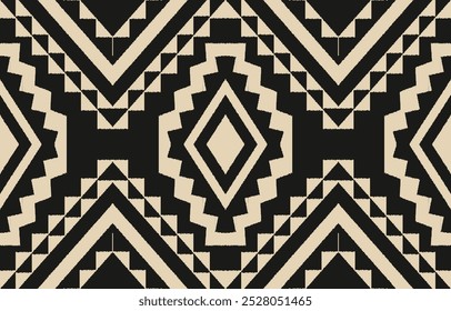 Geométrica oriental oriental ikat cor padrão sem costura oriental. Impressão de ornamento asteca. Design para fundo, cortina, tapete, papel de parede, roupas, envoltório, Batik, ilustração vetorial.