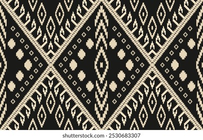 Geométrica oriental oriental ikat cor padrão sem costura oriental. Impressão de ornamento asteca. Design para fundo, cortina, tapete, papel de parede, roupas, envoltório, Batik, ilustração vetorial.