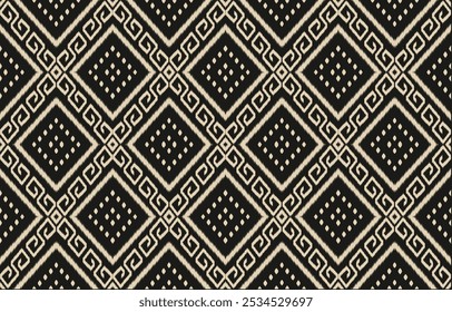 Geometric ethnic oriental ikat seamless pattern  color oriental. Aztec ornament print. Design for background ,curtain, carpet, wallpaper, clothing, wrapping, Batik, vector illustration.