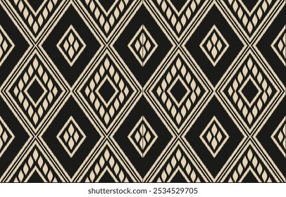 Geométrica oriental oriental ikat cor padrão sem costura oriental. Impressão de ornamento asteca. Design para fundo, cortina, tapete, papel de parede, roupas, envoltório, Batik, ilustração vetorial.