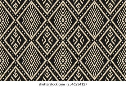 Geometric ethnic oriental ikat seamless pattern  color oriental. Aztec ornament print. Design for background ,curtain, carpet, wallpaper, clothing, wrapping, Batik, vector illustration.