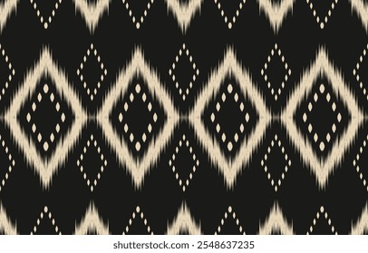 Geométrica oriental oriental ikat cor padrão sem costura oriental. Impressão de ornamento asteca. Design para fundo, cortina, tapete, papel de parede, roupas, envoltório, Batik, ilustração vetorial.