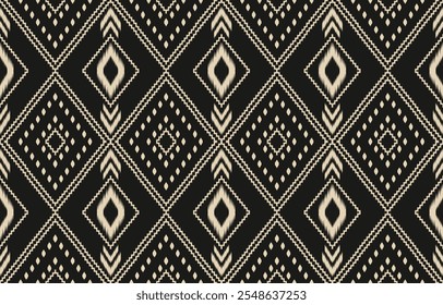 Geometric ethnic oriental ikat seamless pattern  color oriental. Aztec ornament print. Design for background ,curtain, carpet, wallpaper, clothing, wrapping, Batik, vector illustration.