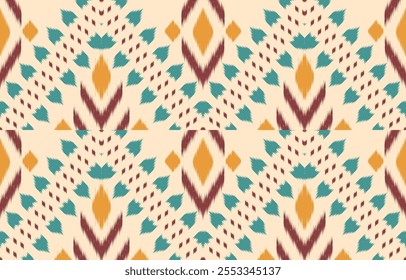 Geometric ethnic oriental ikat seamless pattern  color oriental. Aztec ornament print. Design for background ,curtain, carpet, wallpaper, clothing, wrapping, Batik, vector illustration.