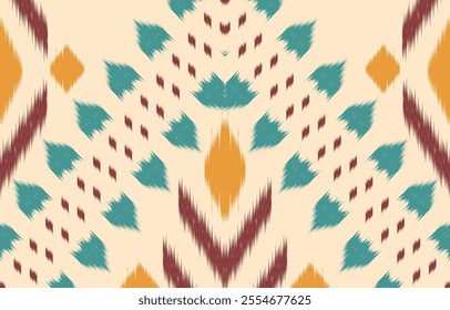 Geometric ethnic oriental ikat seamless pattern  color oriental. Aztec ornament print. Design for background ,curtain, carpet, wallpaper, clothing, wrapping, Batik, vector illustration.