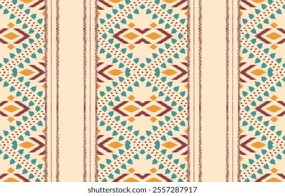 Geometric ethnic oriental ikat seamless pattern  color oriental. Aztec ornament print. Design for background ,curtain, carpet, wallpaper, clothing, wrapping, Batik, vector illustration.