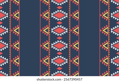 Geometric ethnic oriental ikat seamless pattern  color oriental. Aztec ornament print. Design for background ,curtain, carpet, wallpaper, clothing, wrapping, Batik, vector illustration.