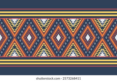 Geometric ethnic oriental ikat seamless pattern  color oriental. Aztec ornament print. Design for background ,curtain, carpet, wallpaper, clothing, wrapping, Batik, vector illustration.