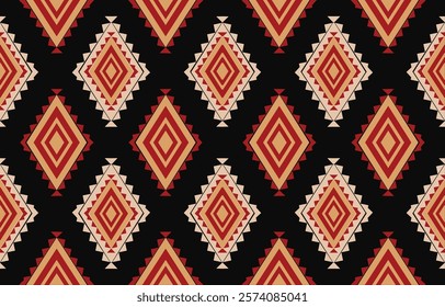 Geometric ethnic oriental ikat seamless pattern  color oriental. Aztec ornament print. Design for background ,curtain, carpet, wallpaper, clothing, wrapping, Batik, vector illustration.