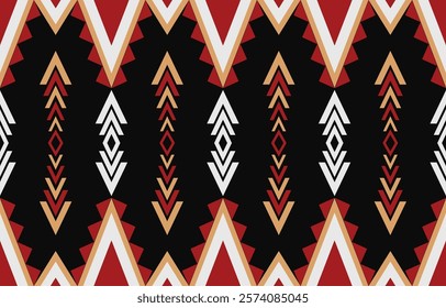 Geometric ethnic oriental ikat seamless pattern  color oriental. Aztec ornament print. Design for background ,curtain, carpet, wallpaper, clothing, wrapping, Batik, vector illustration.