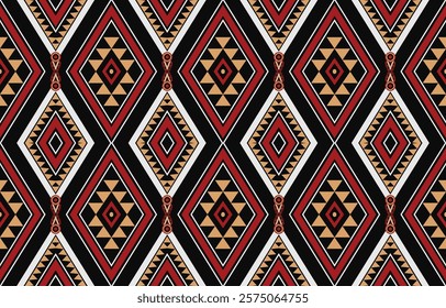 Geometric ethnic oriental ikat seamless pattern  color oriental. Aztec ornament print. Design for background ,curtain, carpet, wallpaper, clothing, wrapping, Batik, vector illustration.