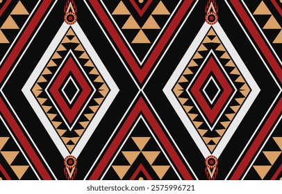 Geometric ethnic oriental ikat seamless pattern  color oriental. Aztec ornament print. Design for background ,curtain, carpet, wallpaper, clothing, wrapping, Batik, vector illustration.
