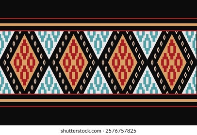 Geometric ethnic oriental ikat seamless pattern  color oriental. Aztec ornament print. Design for background ,curtain, carpet, wallpaper, clothing, wrapping, Batik, vector illustration.