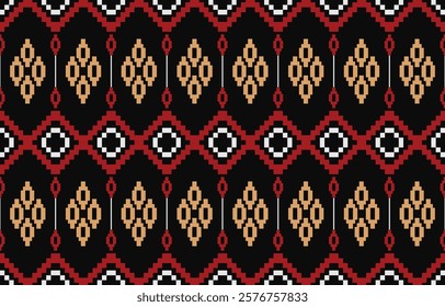 Geometric ethnic oriental ikat seamless pattern  color oriental. Aztec ornament print. Design for background ,curtain, carpet, wallpaper, clothing, wrapping, Batik, vector illustration.