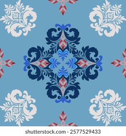Geometric, ethnic oriental ikat seamless pattern treditional Design for background, carpet wallpaper, clothing, wrapping, batik, fabric, Vector illustration, embroidery style.  
