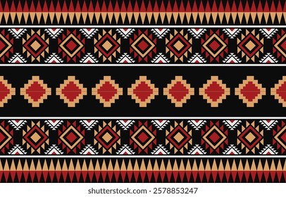 Geometric ethnic oriental ikat seamless pattern  color oriental. Aztec ornament print. Design for background ,curtain, carpet, wallpaper, clothing, wrapping, Batik, vector illustration.