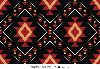 Geometric ethnic oriental ikat seamless pattern  color oriental. Aztec ornament print. Design for background ,curtain, carpet, wallpaper, clothing, wrapping, Batik, vector illustration.