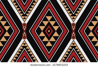 Geometric ethnic oriental ikat seamless pattern  color oriental. Aztec ornament print. Design for background ,curtain, carpet, wallpaper, clothing, wrapping, Batik, vector illustration.