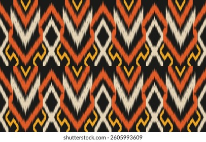 Geometric ethnic oriental ikat seamless pattern  color oriental. Aztec ornament print. Design for background ,curtain, carpet, wallpaper, clothing, wrapping, Batik, vector illustration.