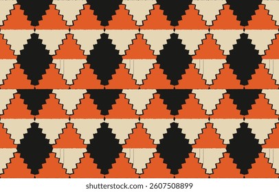 Geometric ethnic oriental ikat seamless pattern  color oriental. Aztec ornament print. Design for background ,curtain, carpet, wallpaper, clothing, wrapping, Batik, vector illustration.