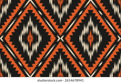 Geometric ethnic oriental ikat seamless pattern  color oriental. Aztec ornament print. Design for background ,curtain, carpet, wallpaper, clothing, wrapping, Batik, vector illustration.