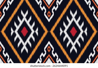 Geometric ethnic oriental ikat seamless pattern  color oriental. Aztec ornament print. Design for background ,curtain, carpet, wallpaper, clothing, wrapping, Batik, vector illustration.