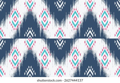 Geometric ethnic oriental ikat seamless pattern  color oriental. Aztec ornament print. Design for background ,curtain, carpet, wallpaper, clothing, wrapping, Batik, vector illustration.