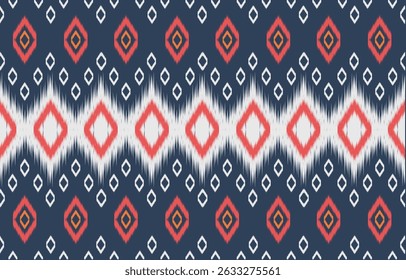 Geometric ethnic oriental ikat seamless pattern  color oriental. Aztec ornament print. Design for background ,curtain, carpet, wallpaper, clothing, wrapping, Batik, vector illustration.