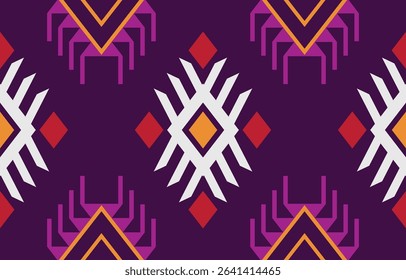 Geometric ethnic oriental ikat seamless pattern  color oriental. Aztec ornament print. Design for background ,curtain, carpet, wallpaper, clothing, wrapping, Batik, vector illustration.