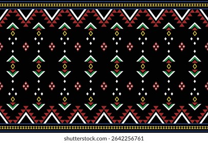 Geometric ethnic oriental ikat seamless pattern  color oriental. Aztec ornament print. Design for background ,curtain, carpet, wallpaper, clothing, wrapping, Batik, vector illustration.