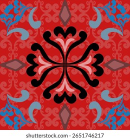 Geometric, ethnic oriental ikat seamless pattern treditional Design for background, carpet wallpaper, clothing, wrapping, batik, fabric, Vector illustration, embroidery style.  
