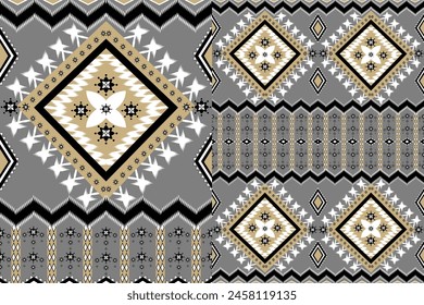 Geometric ethnic oriental iket seamless pattern traditional Design for background,carpet, wallpaper. clothing. wrapping. batik. fabric. vector illustration.