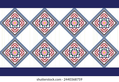 Geometric ethnic oriental irate seamless pattern traditional Design for background, carpet,wallpaper,clothing,wrapping,Batik,fabric,Vecter illustrations.embroidery style.
