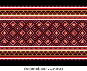 Antecedentes geométricos de patrones orientales étnicos. Diseño para textura, envoltura, ropa, batik, tela, papel pintado y fondo. Diseño de bordado de patrones.