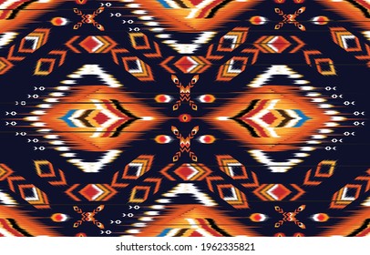 Geometric ethnic oriental pattern ikat pattern traditional Design for background,carpet,wallpaper,clothing,wrapping,Batik,fabric,Vector illustration embroidery style.indian,seamless pattern