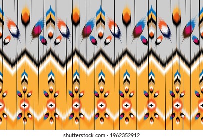 Geometric ethnic oriental pattern ikat pattern traditional Design for background,carpet,wallpaper,clothing,wrapping,Batik,fabric,Vector illustration embroidery style. ikat pattern