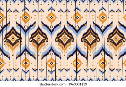 Geometric ethnic oriental pattern ikat pattern traditional Design for background,carpet,wallpaper,clothing,wrapping,Batik,fabric,Vector illustration embroidery style. ikat pattern