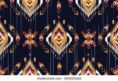 Geometric ethnic oriental pattern ikat pattern traditional Design for background,carpet,wallpaper,clothing,wrapping,Batik,fabric,Vector illustration embroidery style.indian,seamless pattern