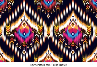 Geometric ethnic oriental pattern ikat pattern traditional Design for background,carpet,wallpaper,clothing,wrapping,Batik,fabric,Vector illustration embroidery style.Geo print on textile. Kente Cloth.