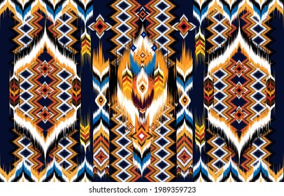 Geometric ethnic oriental pattern ikat pattern traditional Design for background,carpet,wallpaper,clothing,wrapping,Batik,fabric,Vector illustration embroidery style. ikat pattern
