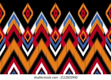 Geometric ethnic oriental pattern. Ikat striped traditional. Design for background,carpet,wallpaper,clothing,wrapping,Batik,fabric,Vector illustration.embroidery style.